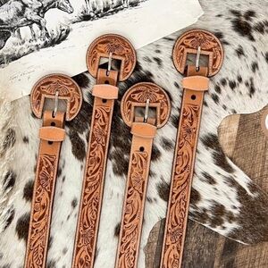 Floral Embossed Leather Belts
